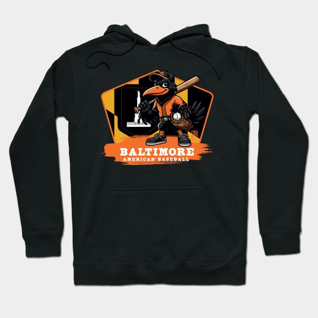 USA - American BASEBALL - Baltimore - Baseball mascot - Baltimore baseball Hoodie by ArtProjectShop